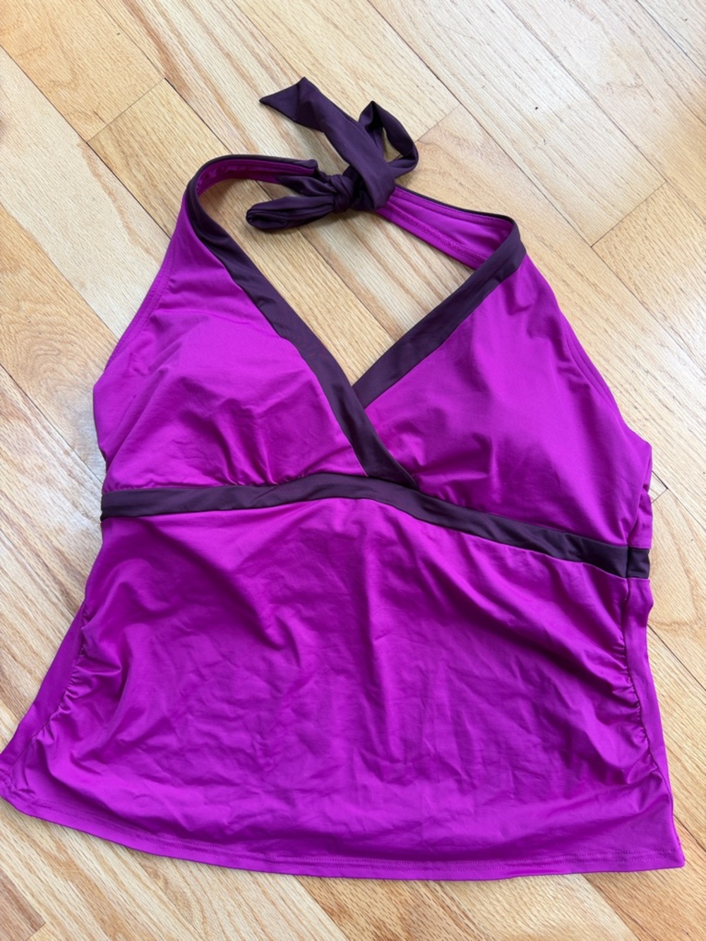 Lands' End Magenta & Dark Plum Halter Tankini Top